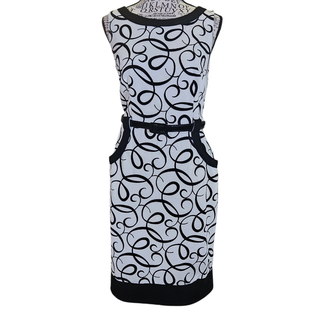 Black and White Swirl Midi Dress